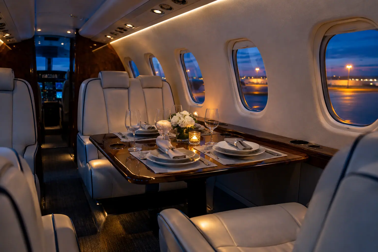 Midsize jet cabin interior