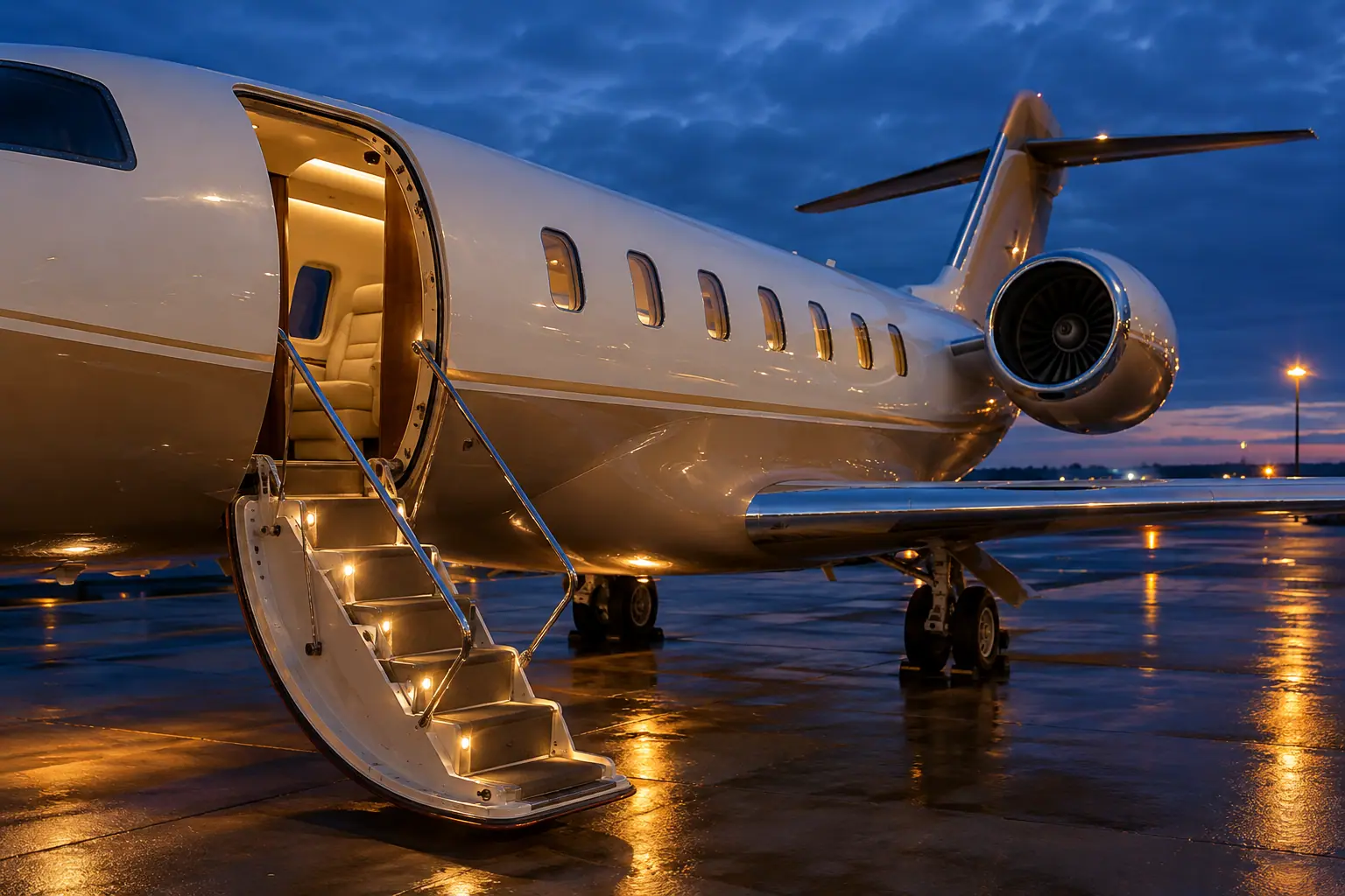 Open airstair of a private jet